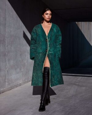 Collarless Wool Coat