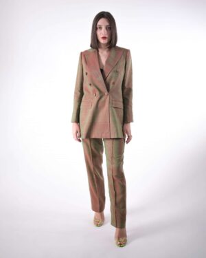 Reflective burgundy-green oversized blazer